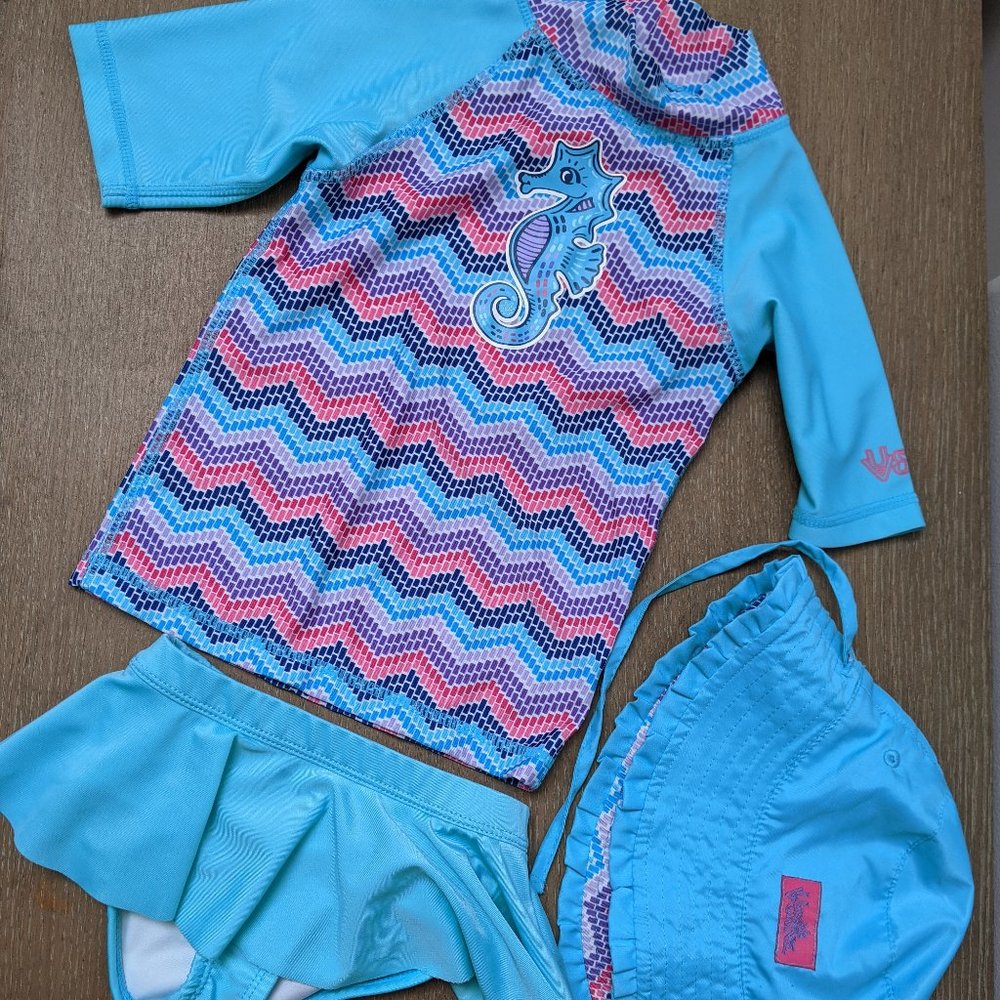 UV Skinz 2 piece bathing suit and reversible sun hat